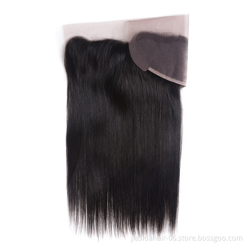 Hair Line Free Part Raw Virgin Brazilian Straight Swiss Lace Frontal with Baby Hair Ear to Ear closure size 13*4